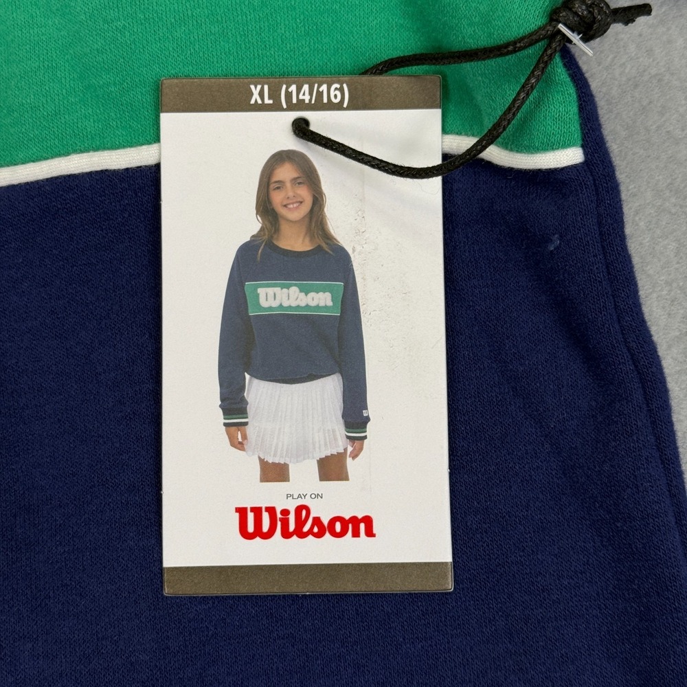 Wilson Crew Neck Youth Girls Sweatshirt Sz XL (14/16) Navy Retro Sport Soft NWT - Picture 6 of 14